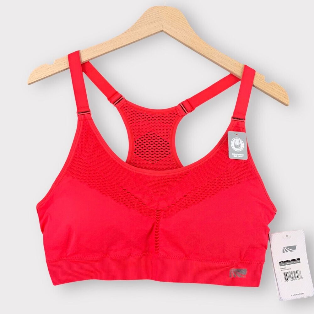 NWT Marika Curves Plus Size 1X Stella Seamless Sports Bra In Sassy Coral Size